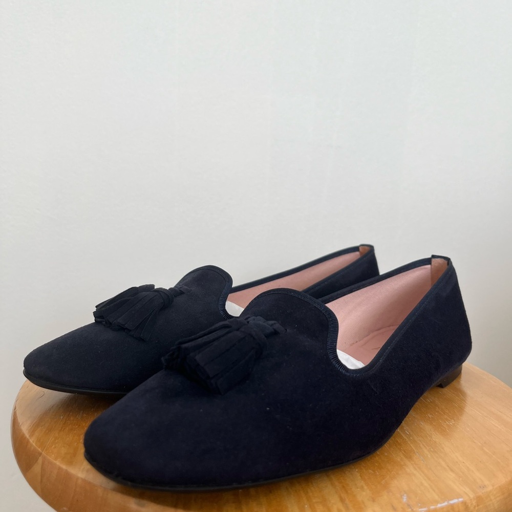 Navy Suede Tassle Loafers Pretty Ballerinas